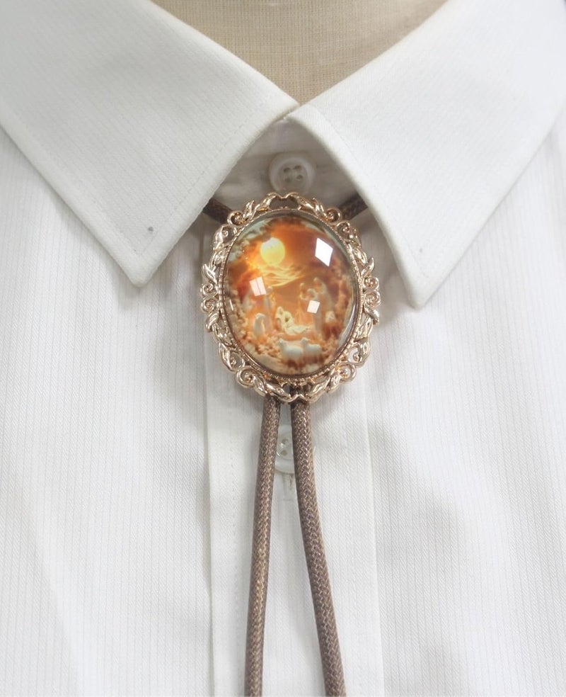 PEARLY JUN Bolo Tie for Women Men Flower Rose Western Cowboy Brown Leather Country Style String Vest Gifts - Image 5